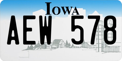 IA license plate AEW578