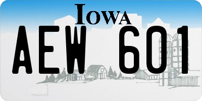 IA license plate AEW601