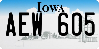 IA license plate AEW605
