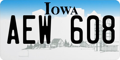 IA license plate AEW608