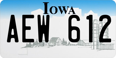 IA license plate AEW612