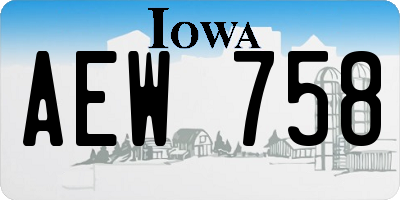 IA license plate AEW758