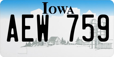 IA license plate AEW759
