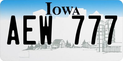 IA license plate AEW777