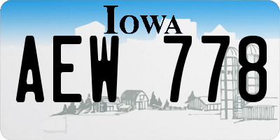 IA license plate AEW778