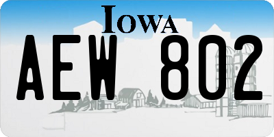 IA license plate AEW802