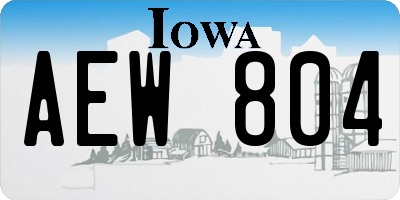 IA license plate AEW804