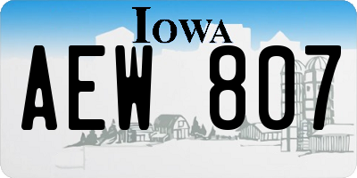 IA license plate AEW807