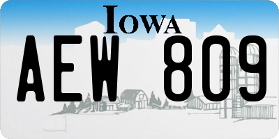 IA license plate AEW809