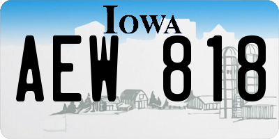 IA license plate AEW818