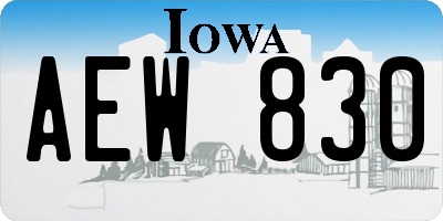 IA license plate AEW830