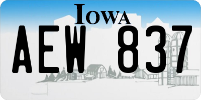 IA license plate AEW837