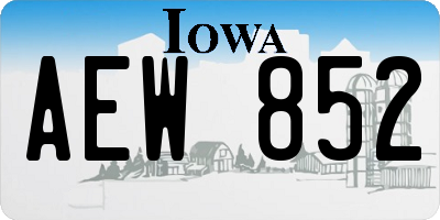 IA license plate AEW852