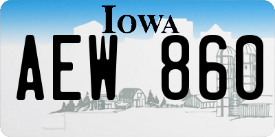 IA license plate AEW860