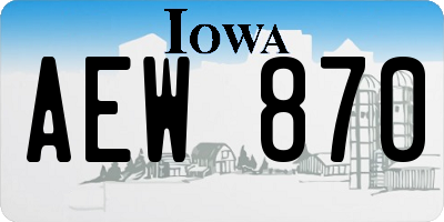 IA license plate AEW870