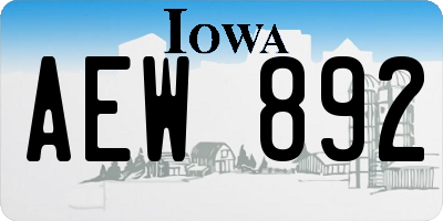 IA license plate AEW892