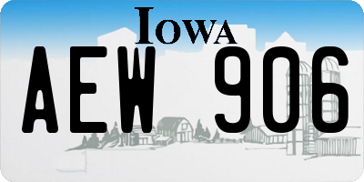 IA license plate AEW906