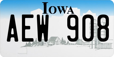 IA license plate AEW908