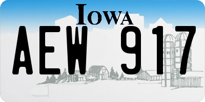 IA license plate AEW917