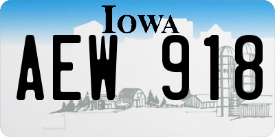 IA license plate AEW918