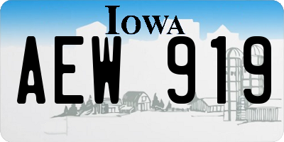 IA license plate AEW919