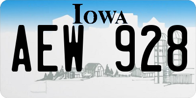 IA license plate AEW928