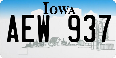 IA license plate AEW937