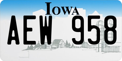 IA license plate AEW958