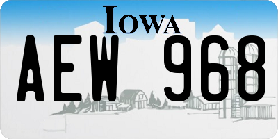 IA license plate AEW968
