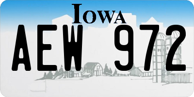 IA license plate AEW972