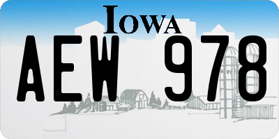 IA license plate AEW978