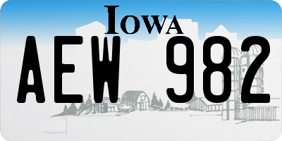 IA license plate AEW982