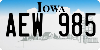 IA license plate AEW985