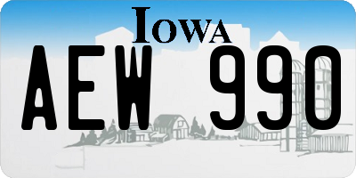 IA license plate AEW990