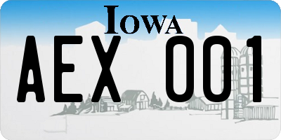 IA license plate AEX001