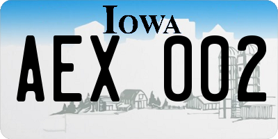 IA license plate AEX002