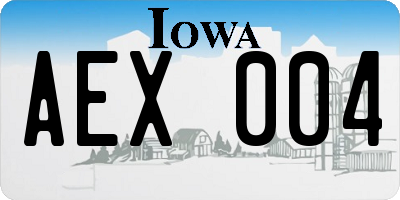 IA license plate AEX004