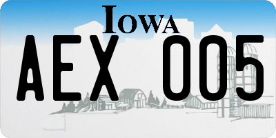 IA license plate AEX005