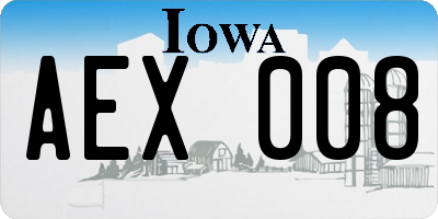 IA license plate AEX008