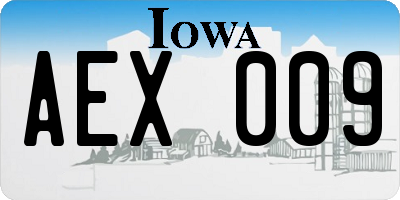 IA license plate AEX009