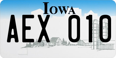 IA license plate AEX010