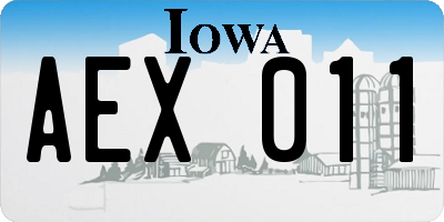IA license plate AEX011