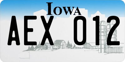 IA license plate AEX012