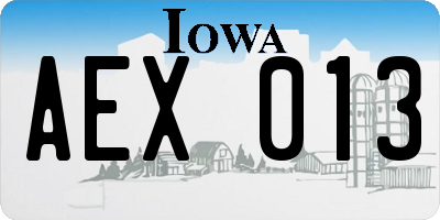 IA license plate AEX013