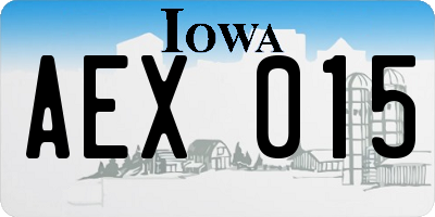 IA license plate AEX015