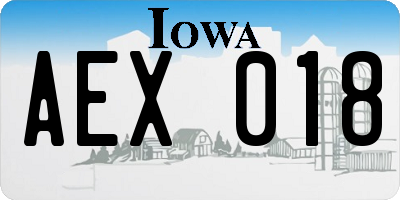 IA license plate AEX018
