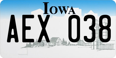 IA license plate AEX038