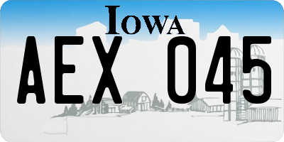 IA license plate AEX045