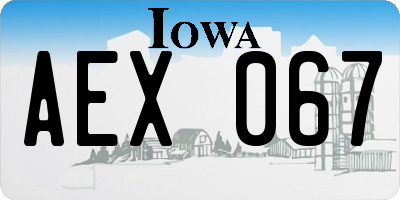 IA license plate AEX067