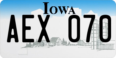 IA license plate AEX070